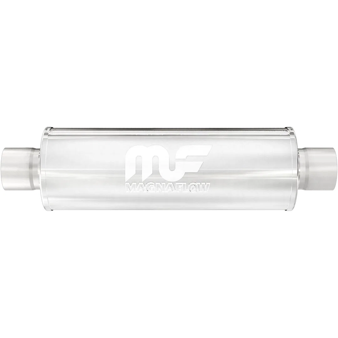 10434 – MAGNAFLOW Exhaust Muffler, 4 Inch Diameter Round Stainless Steel Case Single 2 Inch Center Inlet Single 2 Inc...